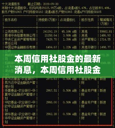 本周信用社股金動態(tài)解析與觀點闡述，最新消息深度探討