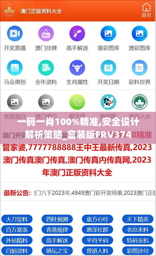 一碼一肖100%精準(zhǔn),安全設(shè)計解析策略_盒裝版FRV374