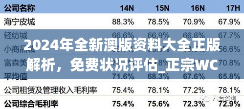 2024年全新澳版資料大全正版解析，免費(fèi)狀況評估_正宗WCN98.03版