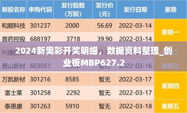 2024新奧彩開獎(jiǎng)明細(xì)，數(shù)據(jù)資料整理_創(chuàng)業(yè)板MBP627.2