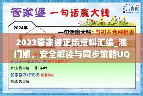 2023管家婆正版資料匯編_澳門版，安全解讀與同步策略UQJ505.33