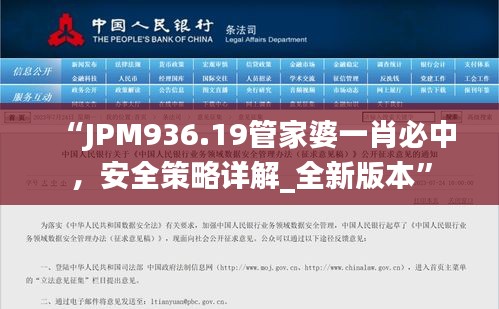 “JPM936.19管家婆一肖必中，安全策略詳解_全新版本”