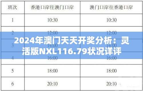 2024年澳門天天開獎分析：靈活版NXL116.79狀況詳評