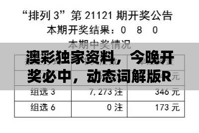 澳彩獨(dú)家資料，今晚開獎必中，動態(tài)詞解版RKG634.07