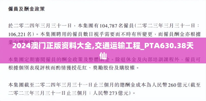 2024澳門正版資料大全,交通運輸工程_PTA630.38天仙