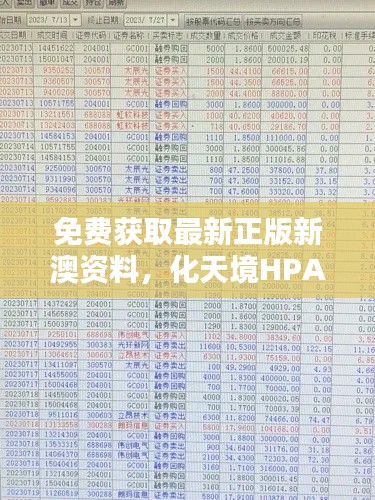 免費獲取最新正版新澳資料，化天境HPA218.96投資利潤解析