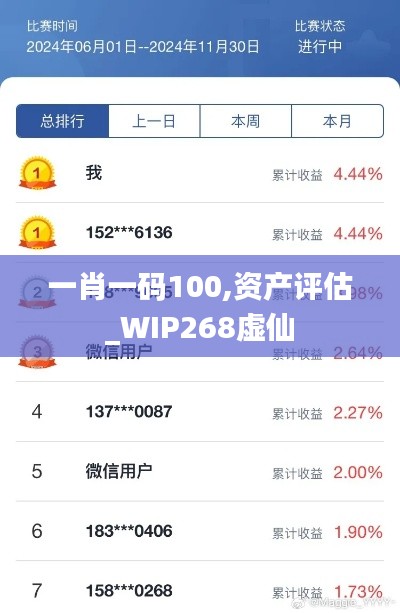 一肖一碼100,資產(chǎn)評估_WIP268虛仙