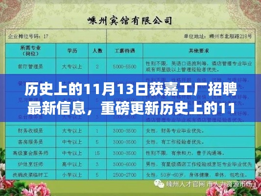 歷史上的11月13日獲嘉工廠招聘資訊大解析，最新崗位信息與全面資訊更新