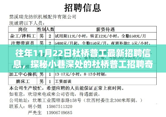 杜橋普工最新招聘信息揭秘，11月22日探秘小巷深處的招聘奇遇記