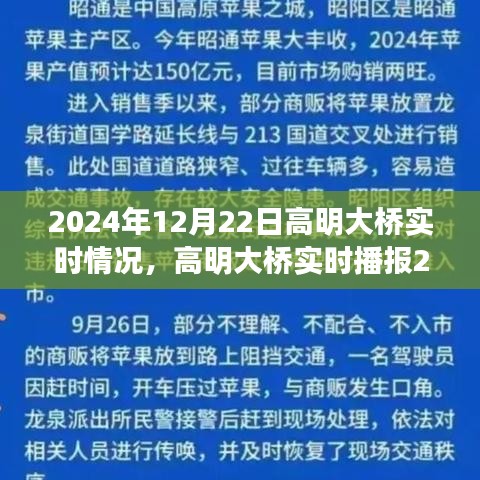 高明大橋?qū)崟r(shí)播報(bào)，開(kāi)啟交通新篇章，2024年12月22日實(shí)況更新