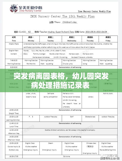 突發(fā)病離園表格，幼兒園突發(fā)病處理措施記錄表 