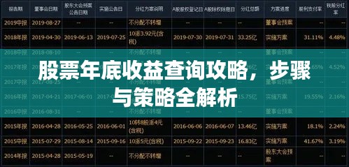 股票年底收益查詢攻略，步驟與策略全解析