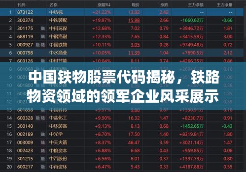 中國鐵物股票代碼揭秘，鐵路物資領(lǐng)域的領(lǐng)軍企業(yè)風(fēng)采展示
