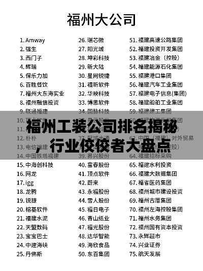 福州工裝公司排名揭秘，行業(yè)佼佼者大盤點